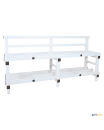 Banco vestuario piscina con respaldo y zapatero