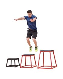Plataformas de pliometría negra y rojas