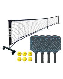Red reglamentaria con ruedas + 4 palas Elk One + 6 pelotas pickleball