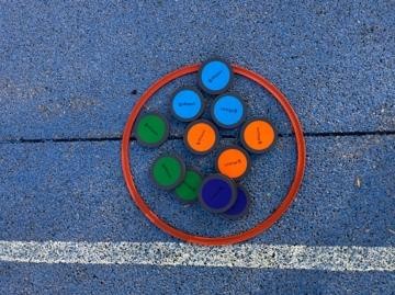 Aros y discos utilizados en un juego de ef