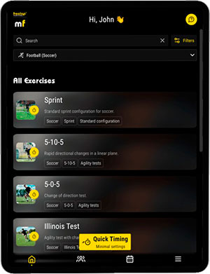 MyFreelap con ejercicios preestablecidos de fútbol